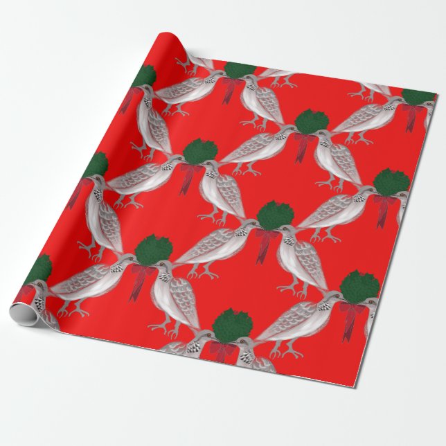 12 Days of Christmas Two Turtle Doves Wrapping Paper (Unrolled)