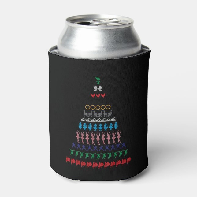 12 days of christmas wool style print can cooler (Can Front)