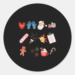 12 Days Of Cna Life Nurse Merry Christmas Pajamas  Classic Round Sticker