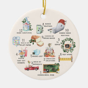 12 Days of Covid   "Quarantine" Christmas Holiday Ceramic Ornament