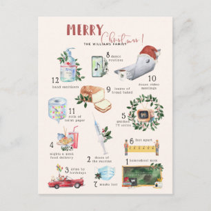 12 Days of Covid   "Quarantine" Christmas Holiday  Postcard