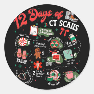 12 Days Of Ct Scans Christmas Ct Tech Cat Scan Classic Round Sticker
