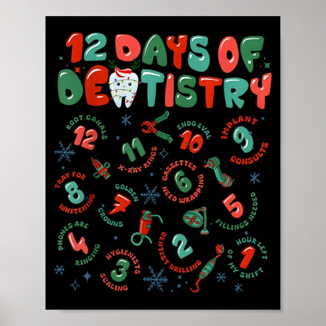 12 Days Of Dentistry Christmas Dental Squad Crew D Poster (Front)