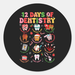 12 Days Of Dentistry Dentist Xmas Tooth Christmas Classic Round Sticker