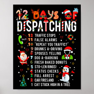 12 Days Of Dispatching Funny Christmas Dispatcher  Poster