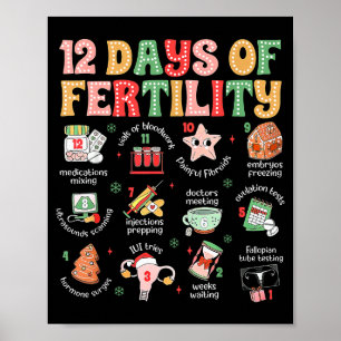 12 Days Of Fertility Ivf Nurse Christmas Ob Gyn Tr Poster
