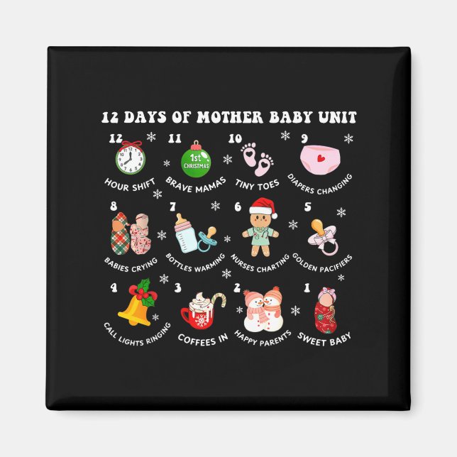 12 Days Of Mbu Mother Baby Nurse Christmas Stpartu Magnet (Front)