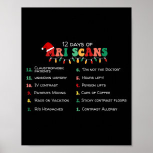 12 Days Of Mri Scans Christmas Radiology Technolog Poster