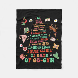 12 Days Of Ob-gyn Christmas Tree Labor &amp; Deliv Fleece Blanket