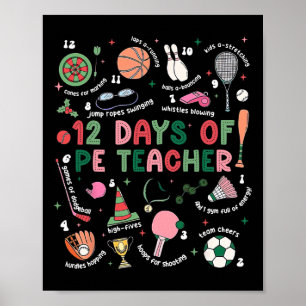 12 Days Of Pe Teacher Physical Education Gym Coach Poster
