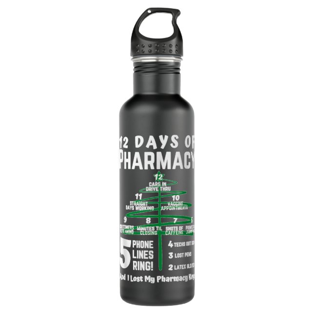 12 days of pharmacy christmas pharmacy pharmacy ch 710 ml water bottle (Front)