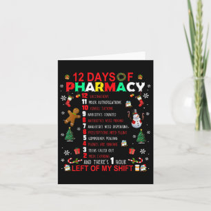 12 Days Of Pharmacy Funny Christmas Pharmacist Tec Card