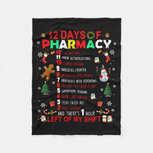 12 Days Of Pharmacy Funny Christmas Pharmacist Tec Fleece Blanket
