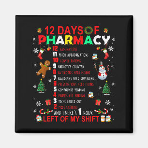 12 Days Of Pharmacy Funny Christmas Pharmacist Tec Magnet