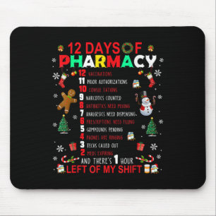 12 Days Of Pharmacy Funny Christmas Pharmacist Tec Mouse Pad