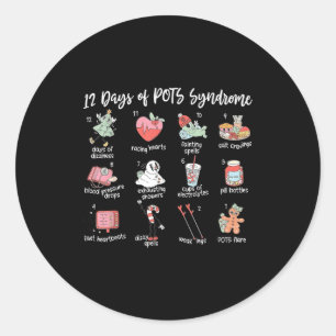 12 Days Of Pots Syndrome Christmas Dysautonomia Aw Classic Round Sticker
