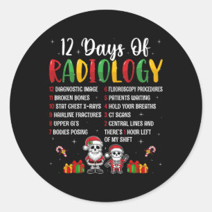 12 Days Of Radiology Xmas Rad Tech Christmas Radio Classic Round Sticker