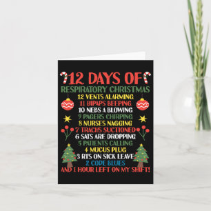 12 Days Of Respiratory Therapist Christmas Funny R Card