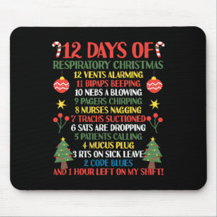 12 Days Of Respiratory Therapist Christmas Funny R Mouse Pad