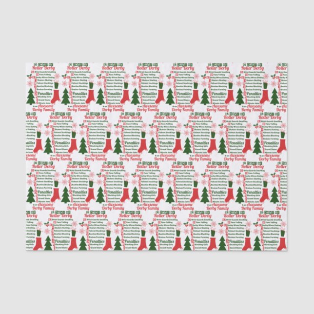 12 Days of Roller Derby Christmas Tissue Paper (Front)