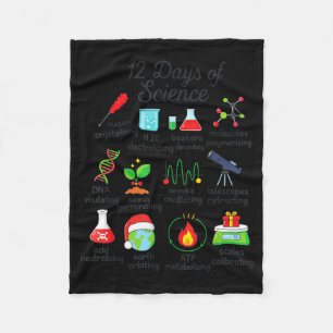 12 Days Of Science Funny Science Teacher Christmas Fleece Blanket