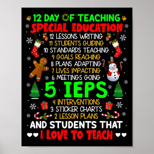 12 Days Of Teaching Special Education Ieps Sped Te Poster (Front)