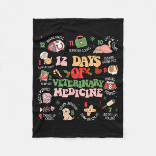 12 Days Of Veterinary Medicine Funny Christmas Vet Fleece Blanket