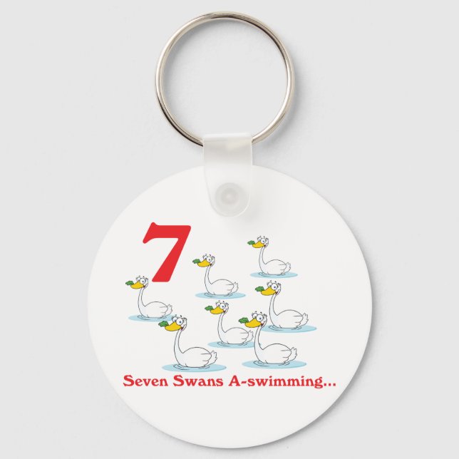 12 days seven swans a-swimming key ring (Front)