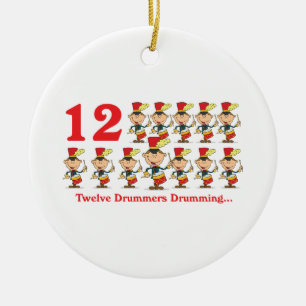 12 days twelve drummers drumming ceramic ornament