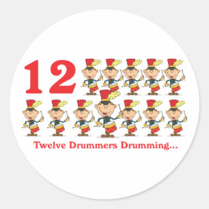 12 days twelve drummers drumming classic round sticker