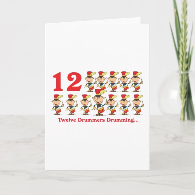 12 days twelve drummers drumming holiday card (Front)