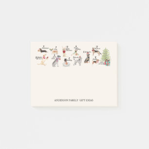 12 Dogs of Christmas in Holiday Hats Scarves Notes