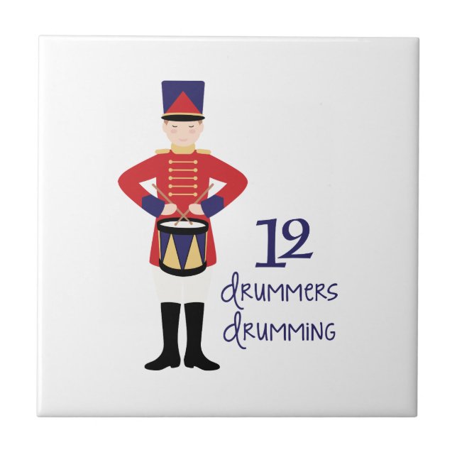 12 Drummers Drumming Ceramic Tile (Front)