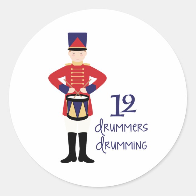 12 Drummers Drumming Classic Round Sticker (Front)