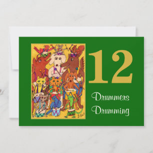 12 Drummers Drumming Cute Animals Personalised