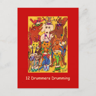 12 Drummers Drumming Holiday Postcard