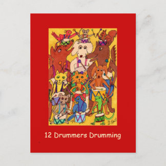 12 Drummers Drumming Holiday Postcard