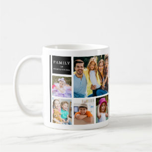 12 Family Photo Collage Quote Monogrammed White Coffee Mug