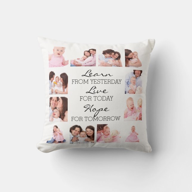 12 Family Photos and Inspirational Quote Cushion (Front)