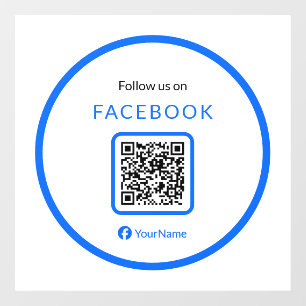 12" Follow Us On Facebook QR Code Blue