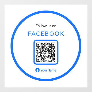 12" Follow Us On Facebook QR Code Blue