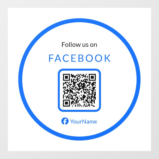 12" Follow Us On Facebook QR Code Blue (Sheet)
