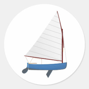 12 Foot Sailing Dinghy Classic Round Sticker