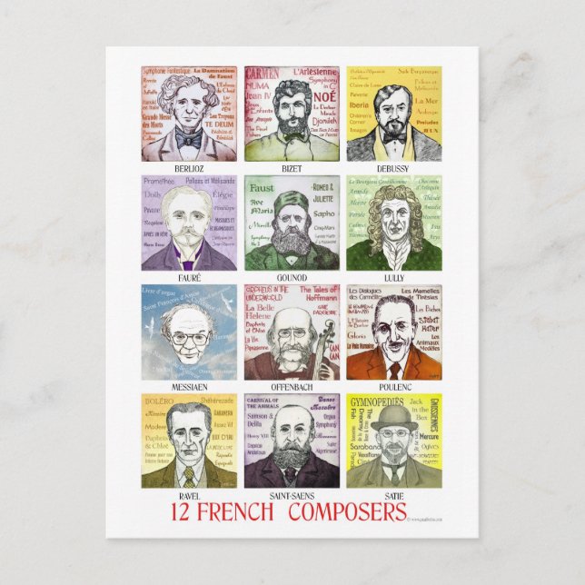 12 French Composers Postcard (Front)