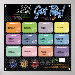 12 GOALS IN 12 MONTHS CHALLENGE POSTER