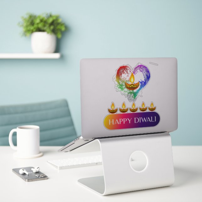 #12.Happy Diwali the festival of lights of India  (Laptop On Desk)