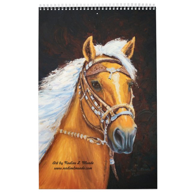 12 horse paintings spiral bound by Nadine L. Meade Calendar (Cover)