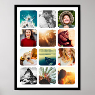 12 Image Rounded Photo Collage Wall Poster