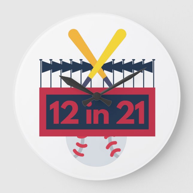 12 in 21 Baseball Large Clock (Front)