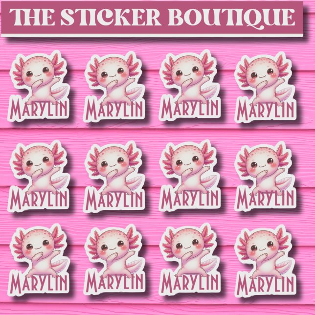 12 In One Cute Custom Name Dabbing Axolotl Sticker (Creator Uploaded)
